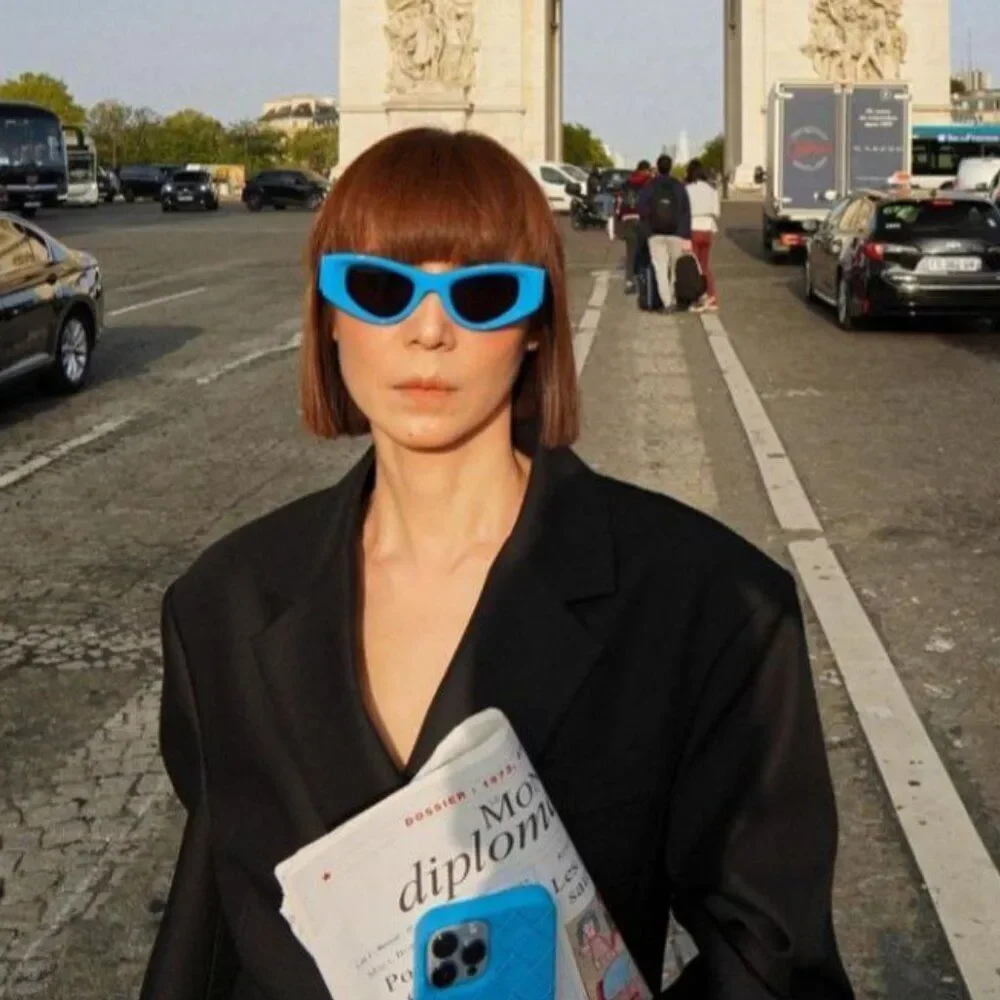 SALE! NEW Balenciaga BB0243S 004 Blue Grey Cat Eye Unisex Sunglasses